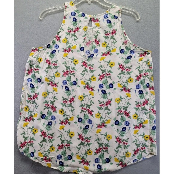 Old Navy High Neck White Floral‎ Sleeveless Top Size Large Sheer - Picture 6 of 9
